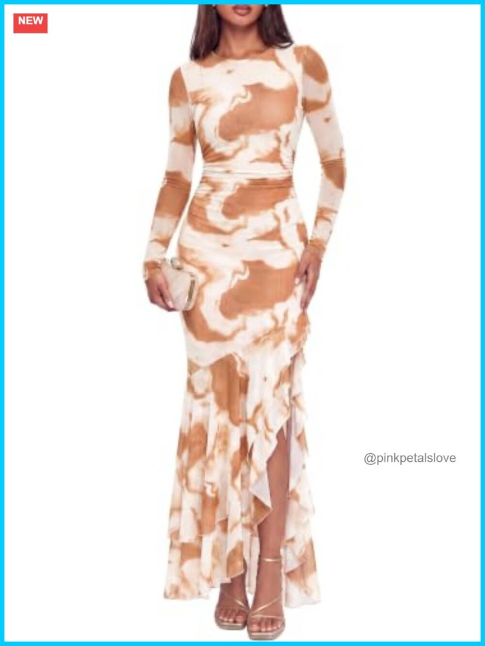 Women's Long Sleeve Bodycon Maxi Dress Mesh Cocktail Party